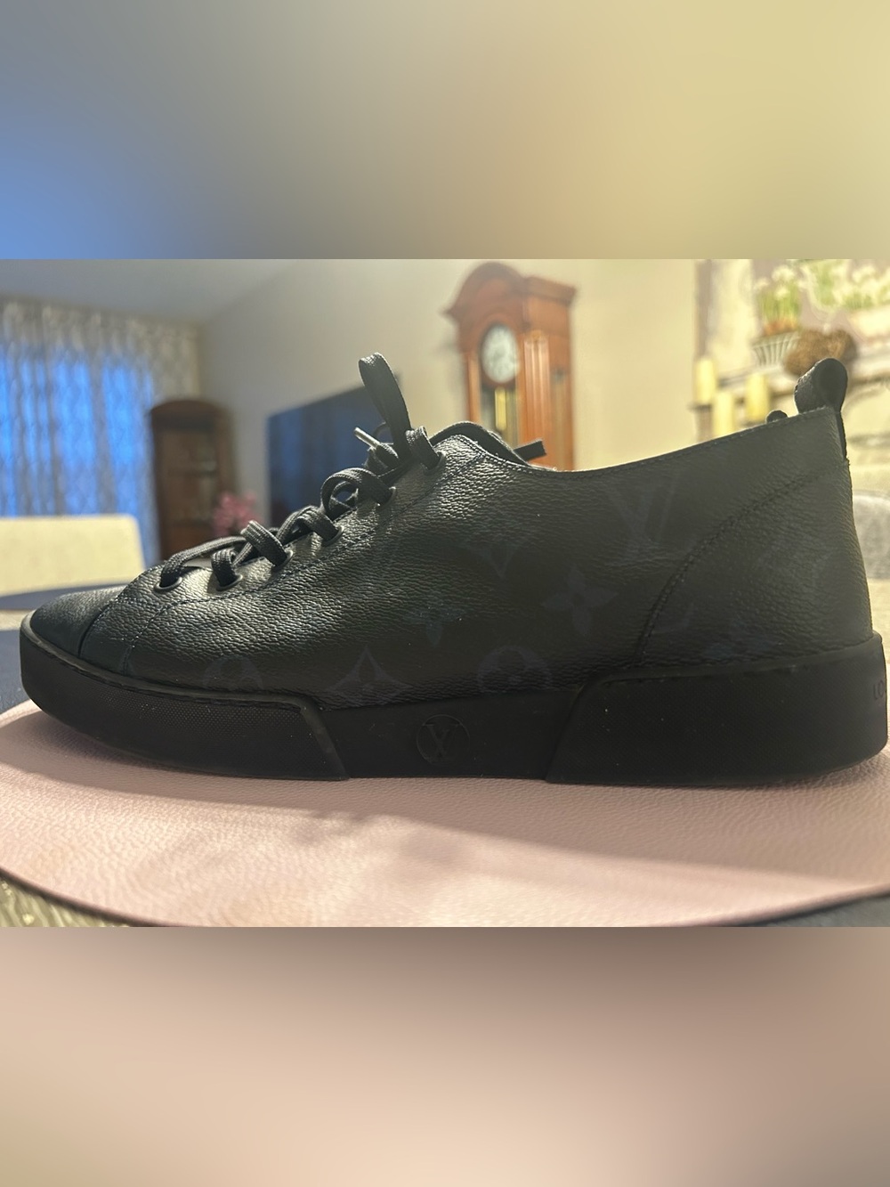 Louis Vuitton Black Leather Monogram Low-Profile Sneaker